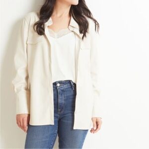 NWT BB Dakota 'Old Town Road' Vegan Leather Shacket - XS - Cream / Bone Color
